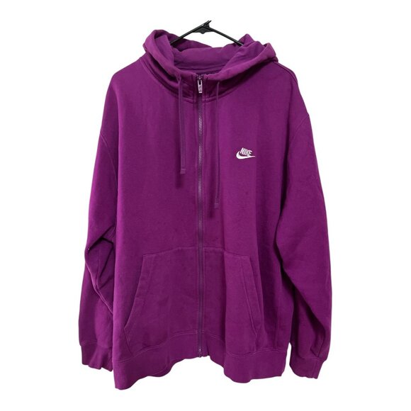 Nike Women’s XXL Purple Full Zip Hoodie Fleece Sweatshirt Embroidered Swoosh - Picture 1 of 5
